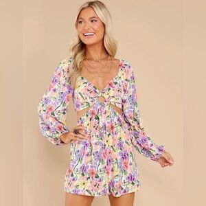 Unforgettable Beauty Purple Multi Floral Print Romper